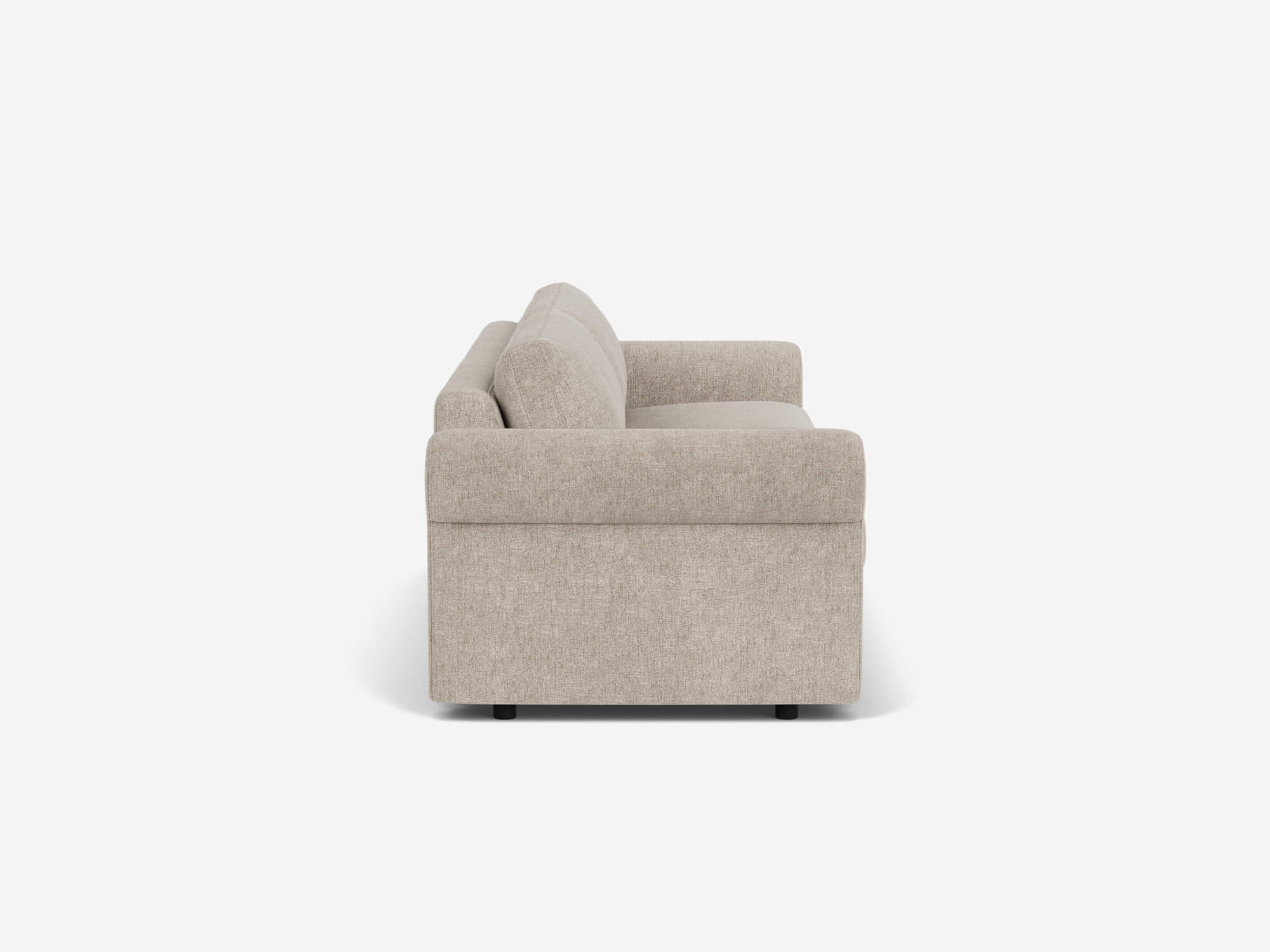 Light grey 2-seat sofa with roll arms side view